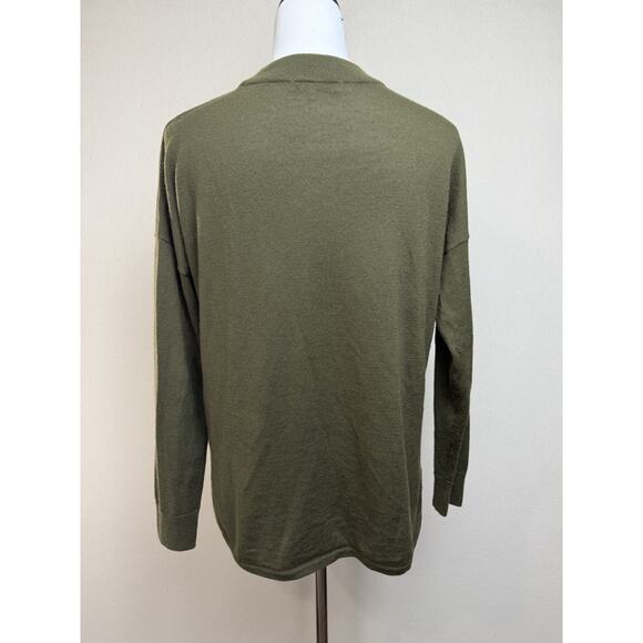 Madewell 100% Merino Wool Sweater Women's Size M Green Lightweight 3/4 Sleeve - Picture 5 of 12